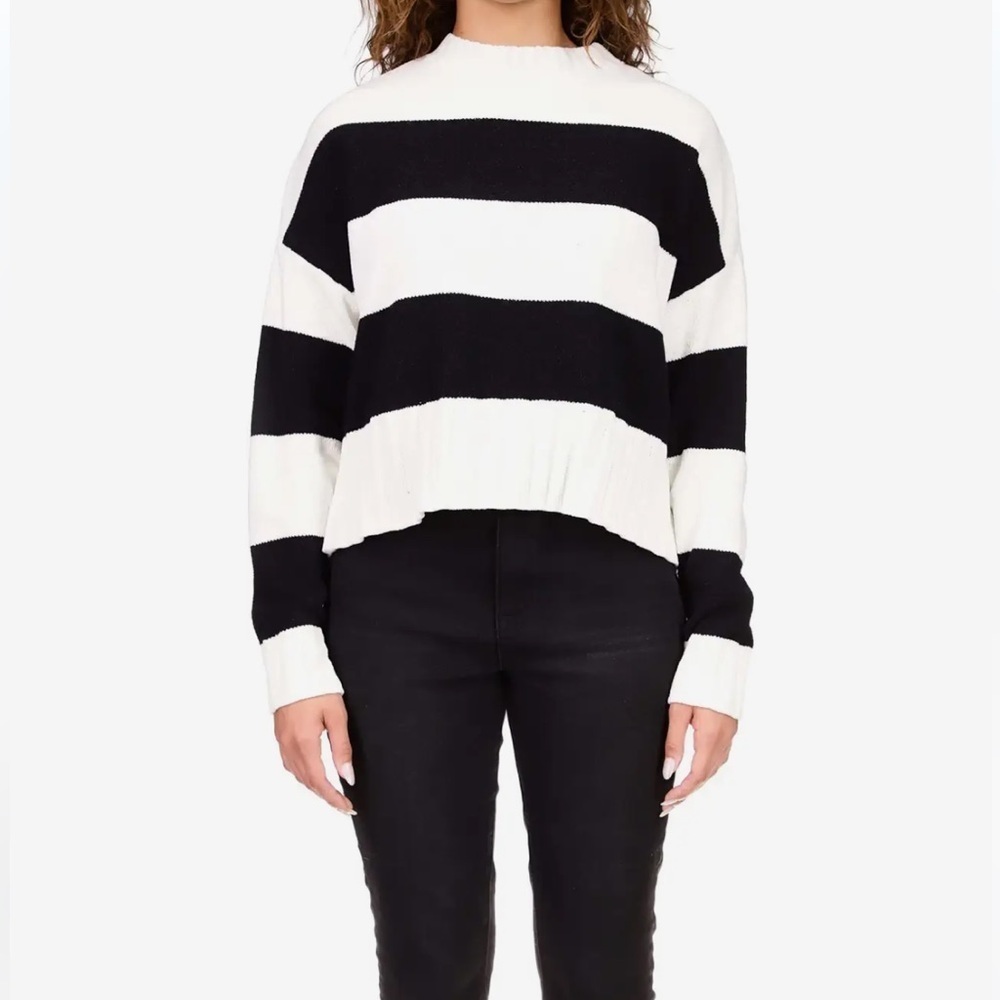 Sanctuary Black/White Stripe New Dream Stripe Sweater Oversized Knit Sz Medium